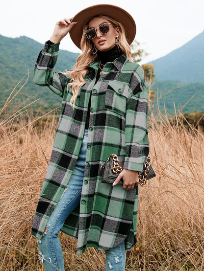 Damen Flanell Kleid Karo Muster Winterlich