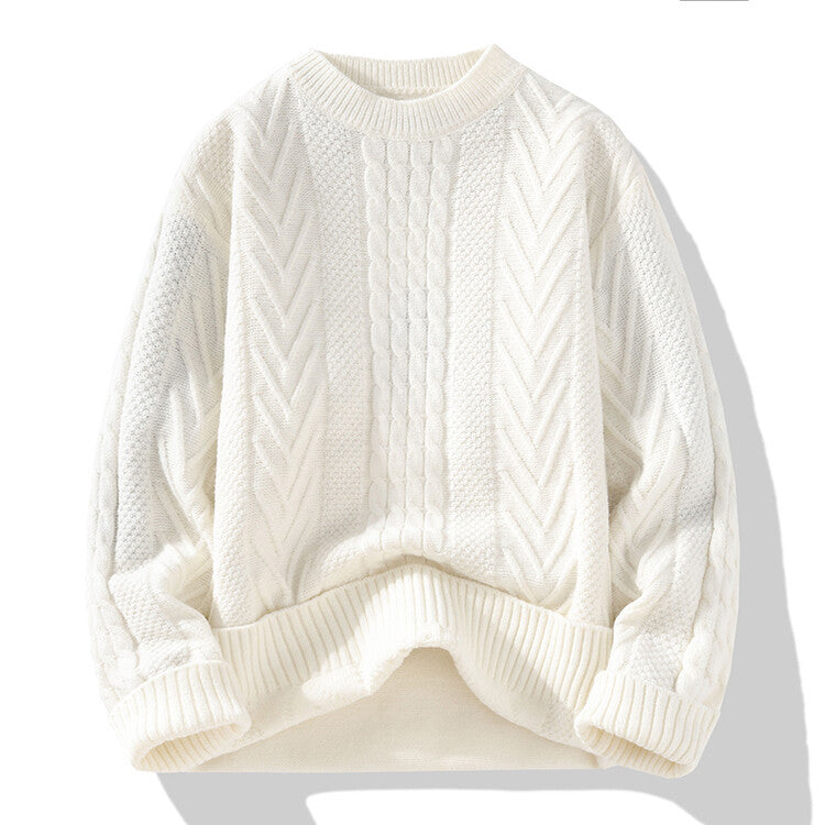 Herren Pullover Grobstrick Lässig Zopfmuster - IdealeKleiden