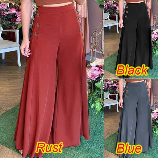 Damen Palazzo-Hosen Weit Bein Elegant Detail - IdealeKleiden
