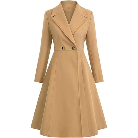Damen Oversize Mantel Elegant Doppelter Knopf - IdealeKleiden