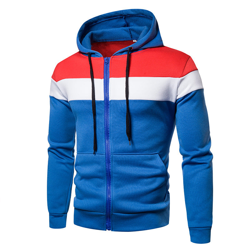 Herren Sportjacke Farbblock Design Kapuze