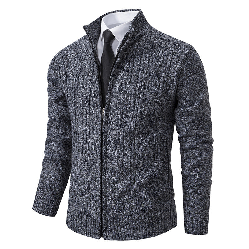 Herren Strickjacke Stehkragen Musterung Trendy