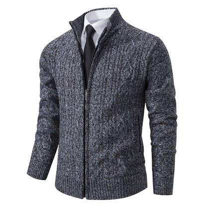 Herren Strickjacke Stehkragen Musterung Trendy