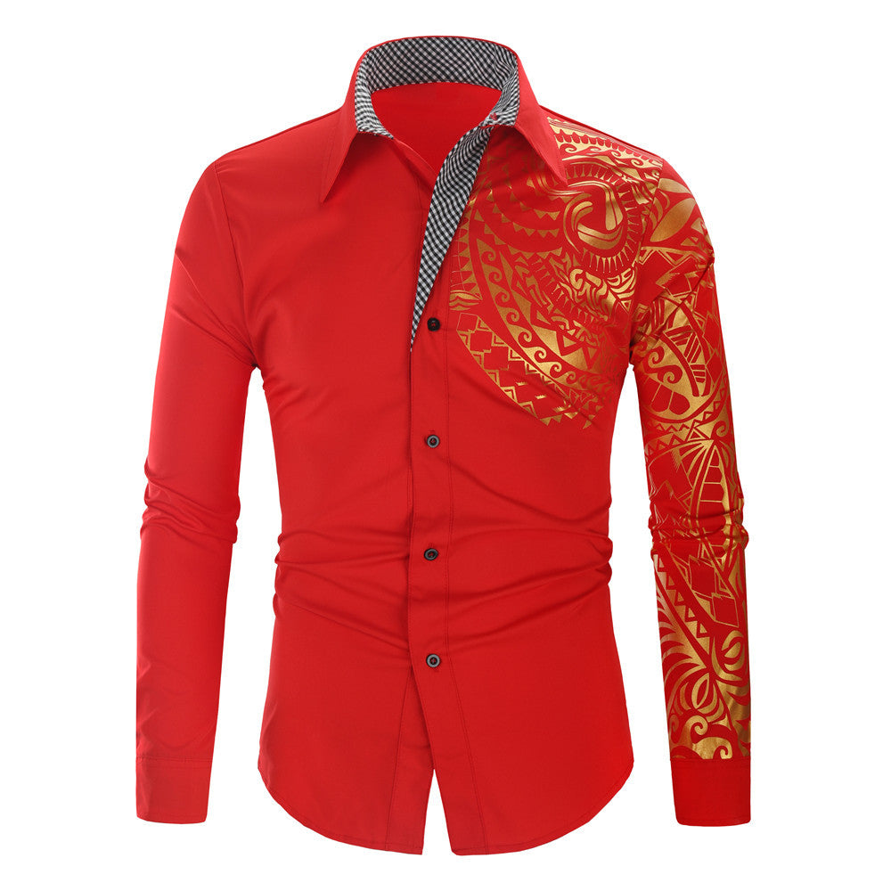 Herren Hemd Exotisch Druck Design Kontrast Kragen