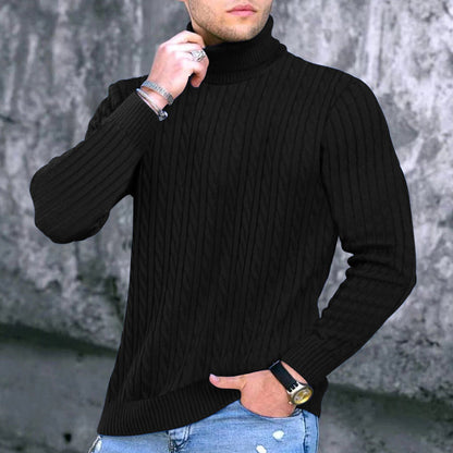 Herren Rollkragenpullover Elegantes Zopfmuster Design