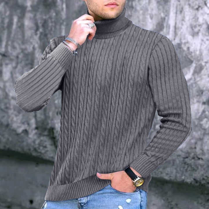 Herren Rollkragenpullover Elegantes Zopfmuster Design