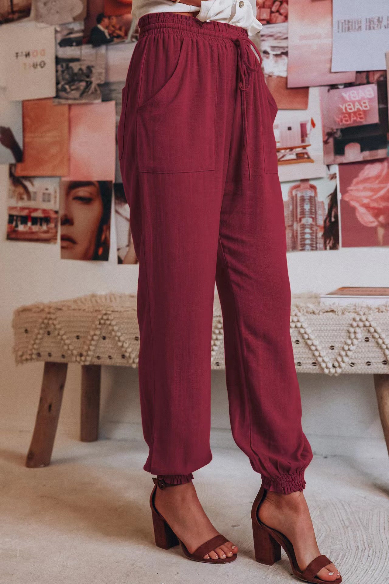 Damen Jogginghose Bequem Elastisch Gummizug