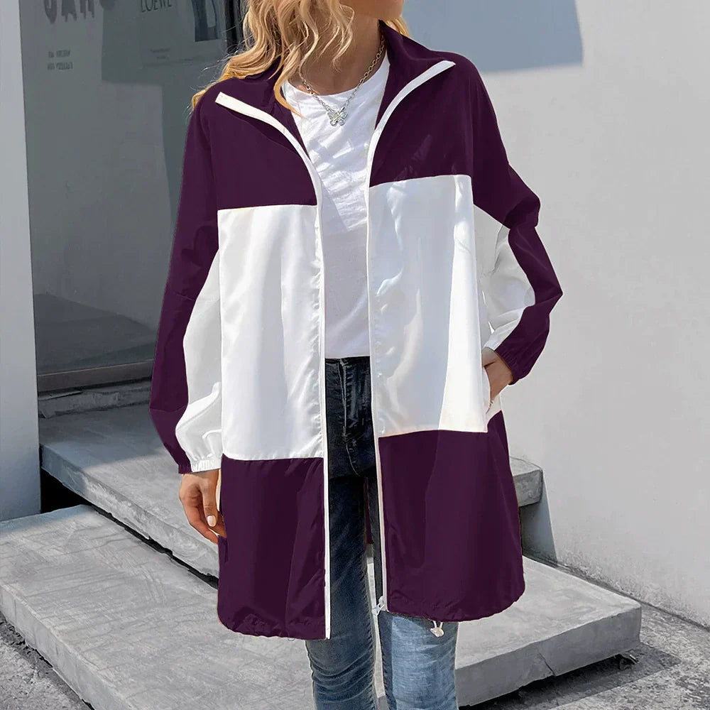 Wasserdichte Jacke Mittellang Kapuze Freizeit Design