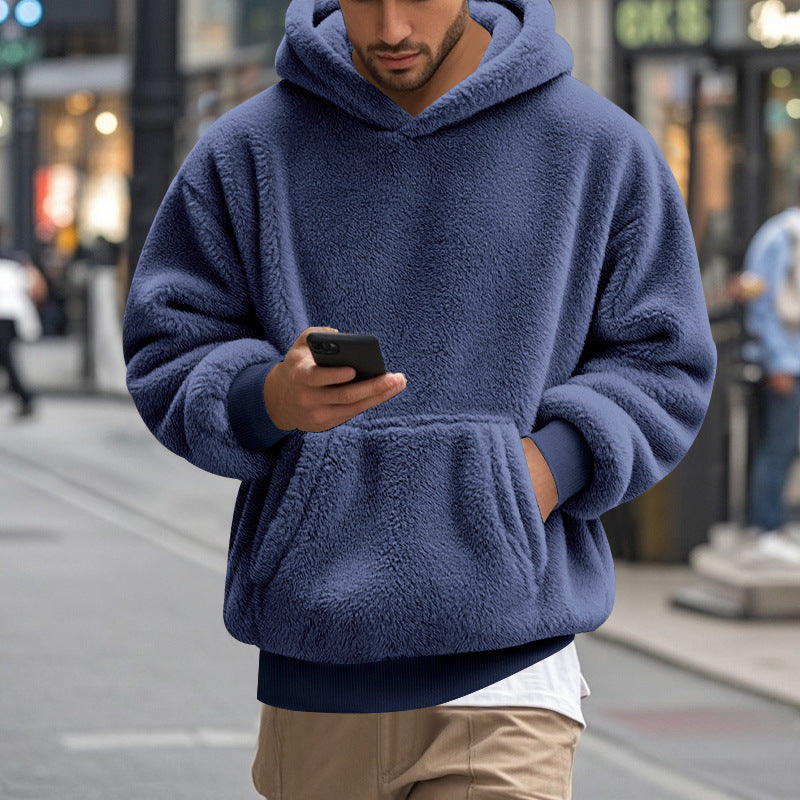 Großer Fleece Hoodie für Männer Bequem Modern Känguro Tasche