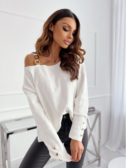 Damen Pullover Schulterfrei Trendig Elegance