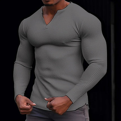 Herren Langarmshirt Strukturiert Elegant