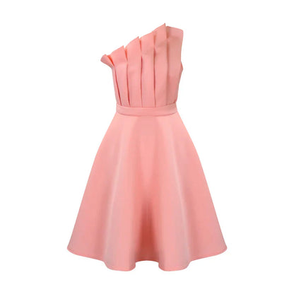 Elegantes Damen One-Shoulder-Kleid mit Weitem Rock