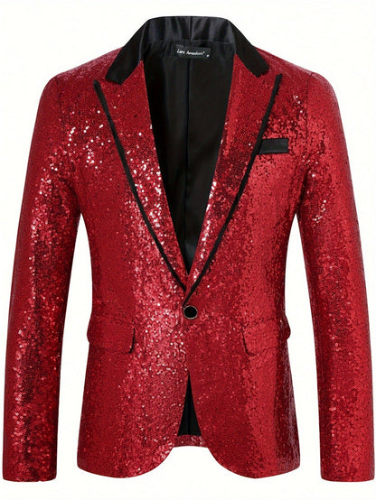 Herren Pailletten Blazer Elegant Abendwear