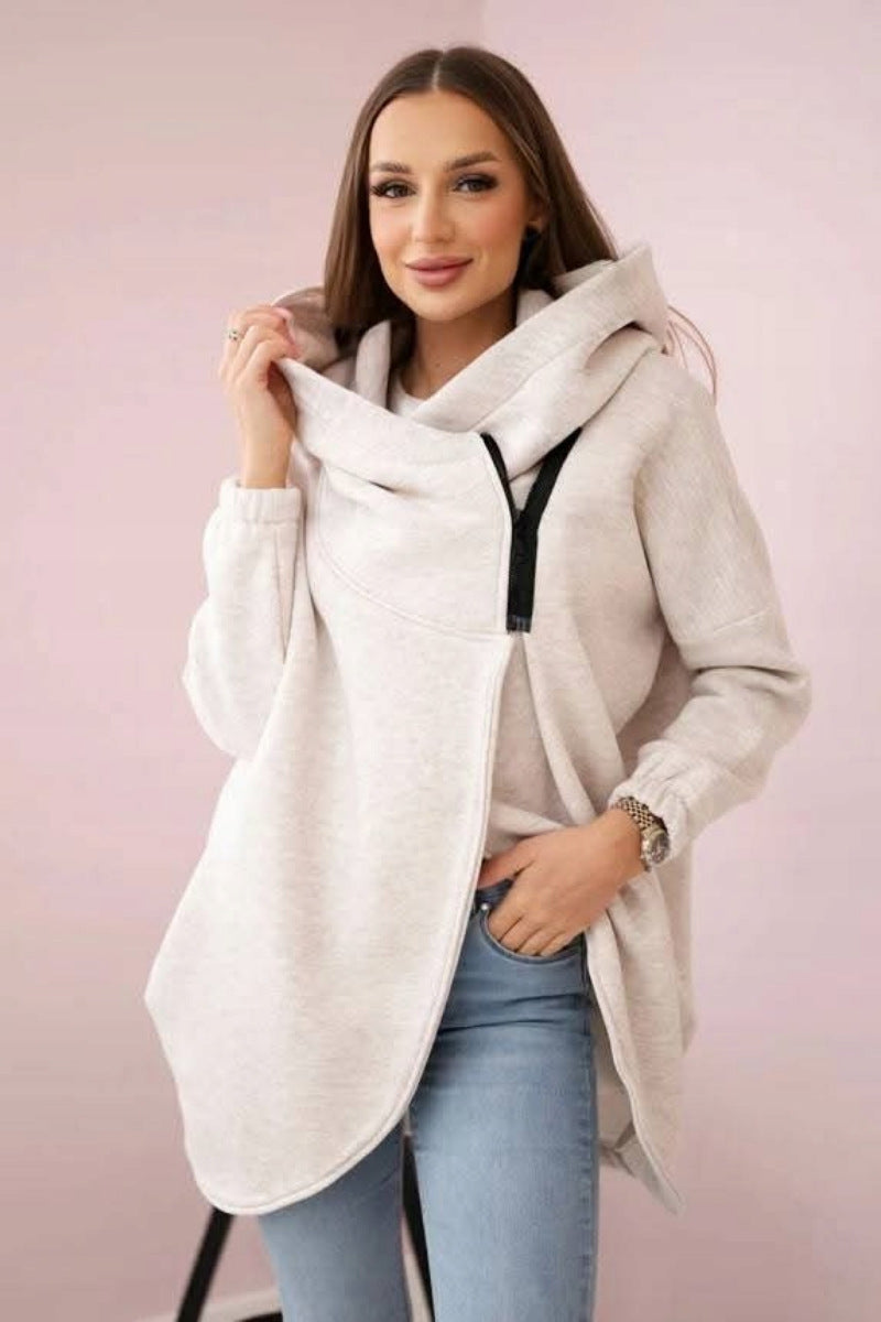 Stylische Sweatjacke Asymmetrisch Reißverschluss