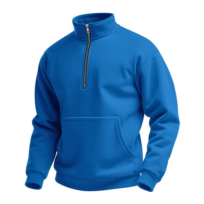 Herren Fleece Pullover Stehkragen Kängurutasche Praktisch