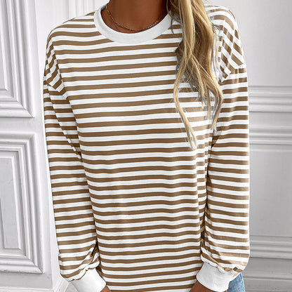 Damen Pullover Längsstreifen Bequem Oversized