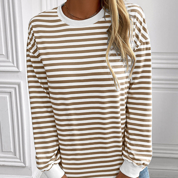 Damen Pullover Längsstreifen Bequem Oversized