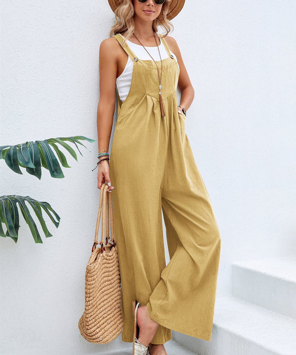 Damen Jumpsuit Modern Weites Bein Verstellbar