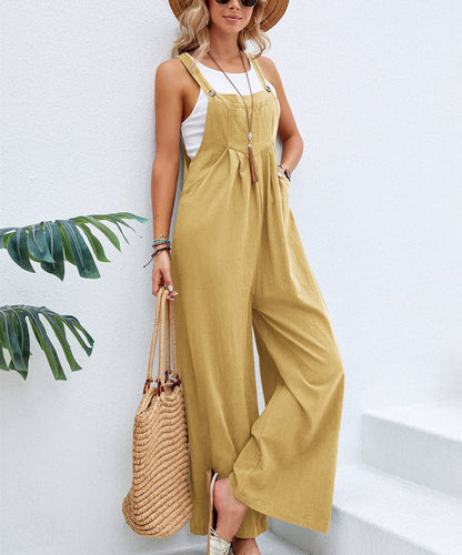 Damen Jumpsuit Modern Weites Bein Verstellbar