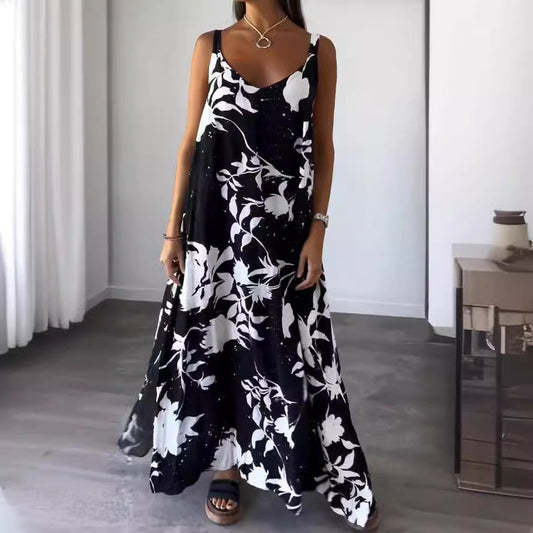 Damen Maxikleid Floral Elegant Lang - IdealeKleiden
