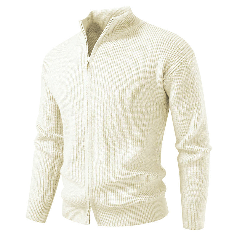 Herren Strickjacke Hochkragen Moderner Reißverschluss