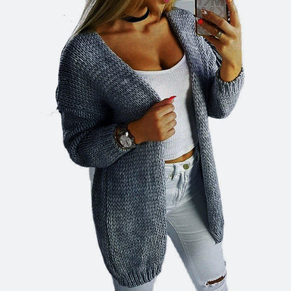 Damen Cardigan Lässig Offen V-Ausschnitt