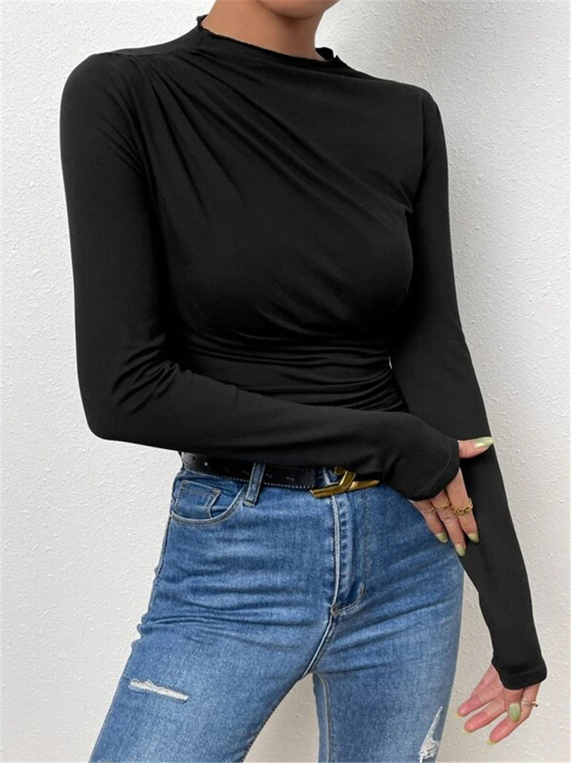 Damen Elegantes Langarmshirt mit Raffungen und femininem Schnitt
