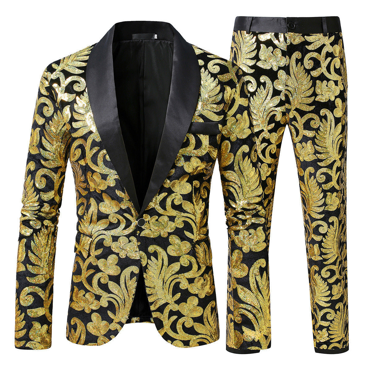 Herren Smoking Anzug Glitzernd Floral Design