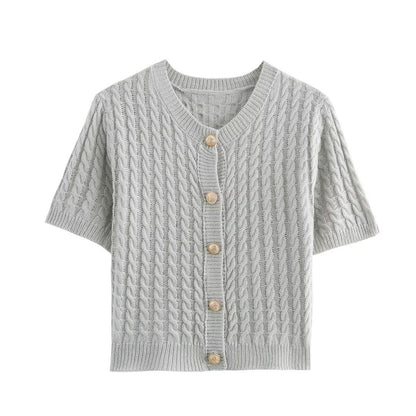 Damen Strickjacke Kurzarm Elegant Dekoriert