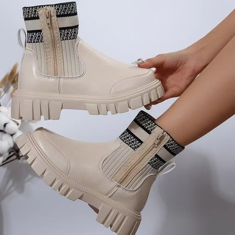 Damen Biker-Stiefel Robust Elastisch - IdealeKleiden