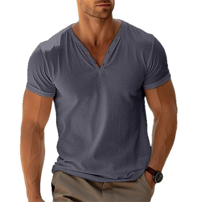 Herren Leichtes Henley-Shirt Bequem Atmungsaktiv