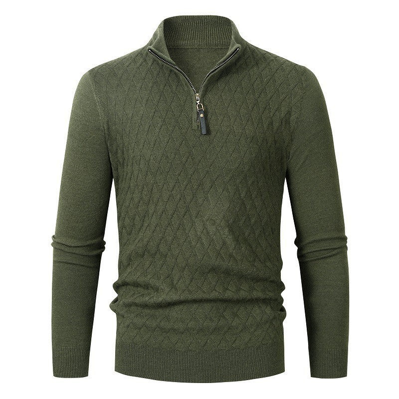 Herren Strickpullover Rautenmuster Modern Reißverschluss