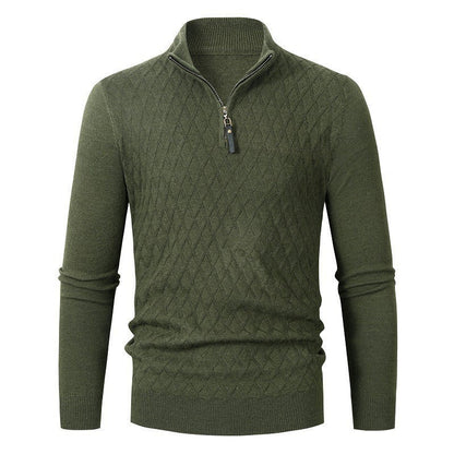 Herren Strickpullover Rautenmuster Modern Reißverschluss