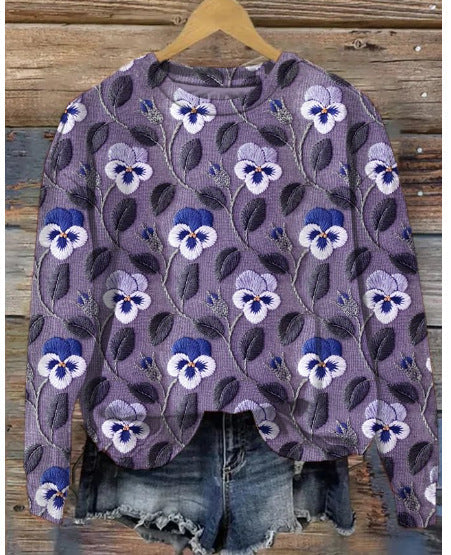 Modischer Floral Pullover Lässig Chic