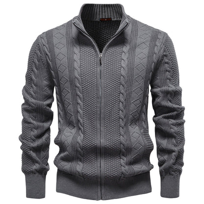 Herren Strickjacke Reißverschluss Strukturiert Modern