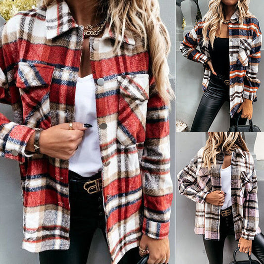 Damen Flanell Blazer Karo Weich & Bequem - IdealeKleiden