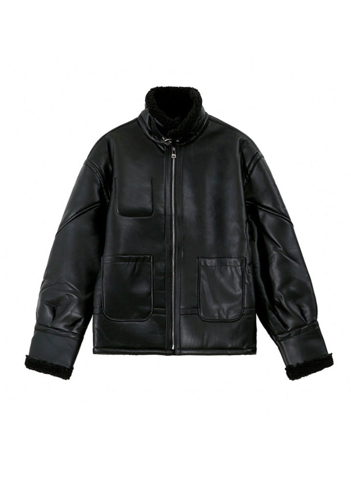 Stylische Lederjacke Fliegerdesign