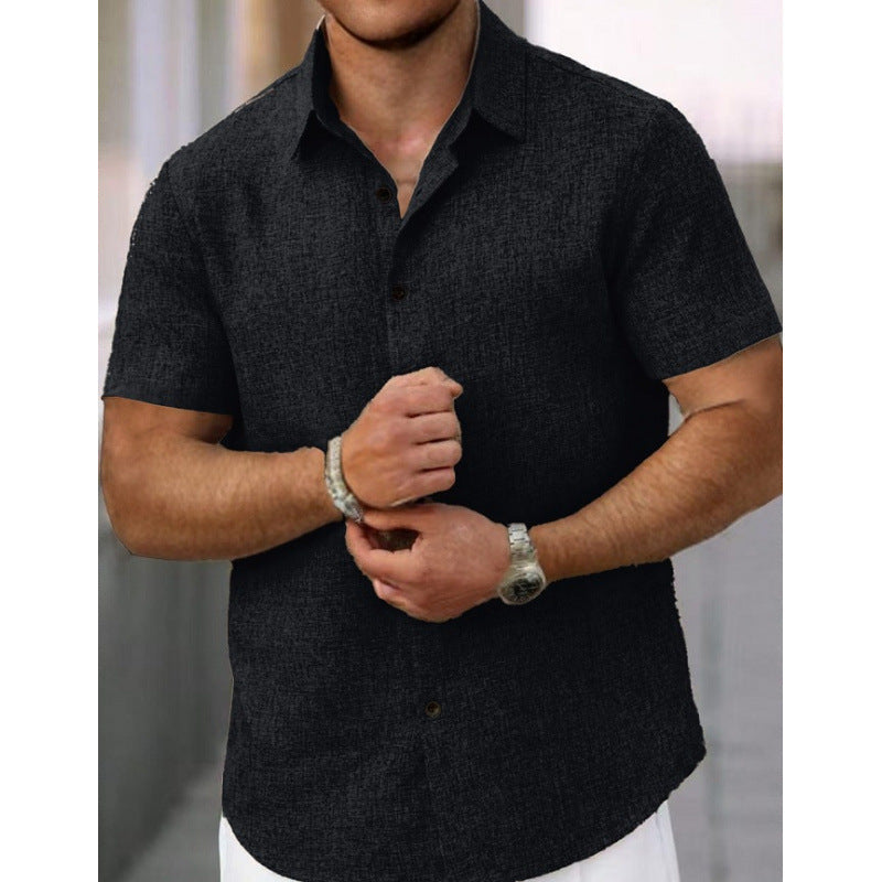 Herren Kurzarmhemd Strukturiert Modern Design