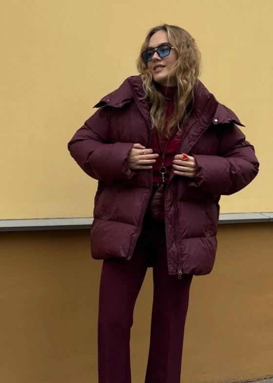 Winterdaunenjacke Luxus Burgunder Farbe