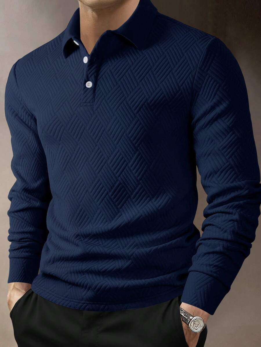 Herren Polo Hemd Langarm Eleganz