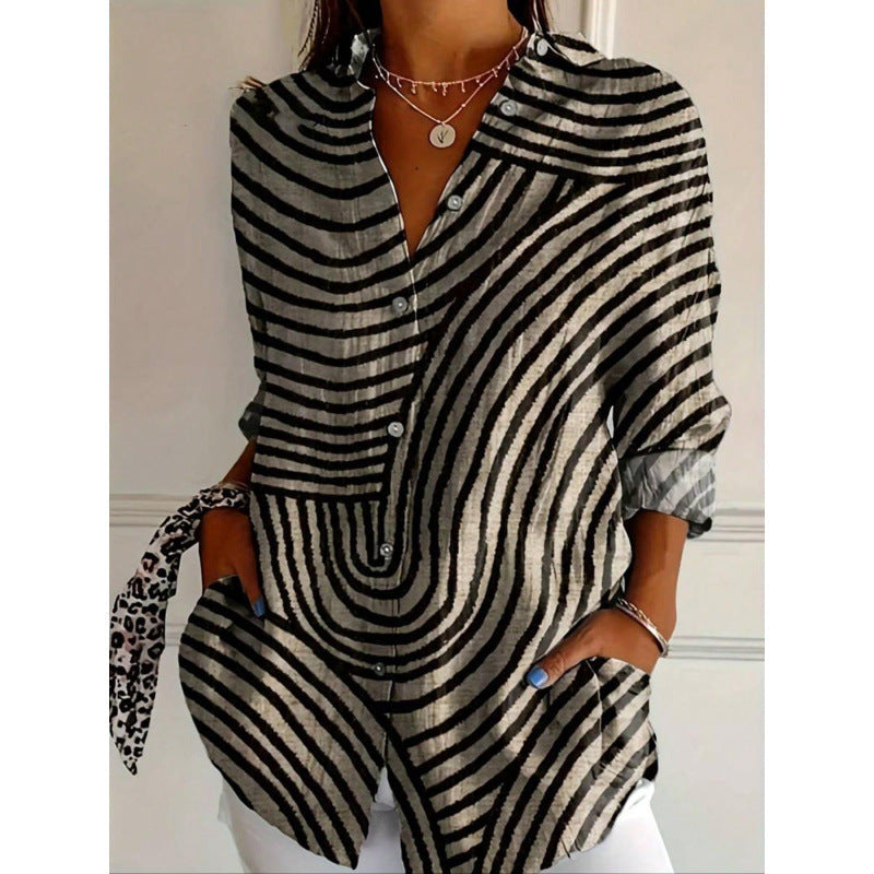 Damen Hemdbluse Moderne Grafik Bluse Elegant - IdealeKleiden