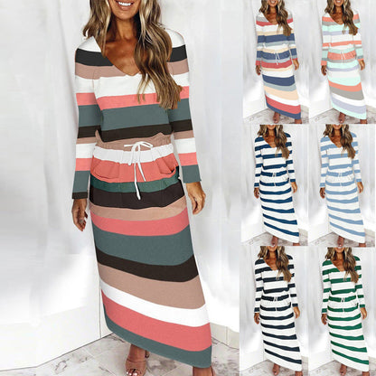Sommerkleid Damen V-Ausschnitt Strandkleid mit Taschen - IdealeKleiden