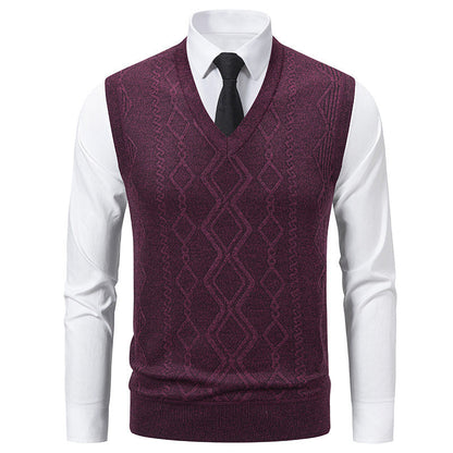 Herren Strickpullover V-Ausschnitt Struktur Optik