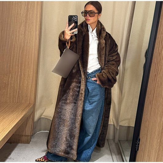 Damen Kunstpelz Mantel Elegant Schnitt Luxus Design - IdealeKleiden