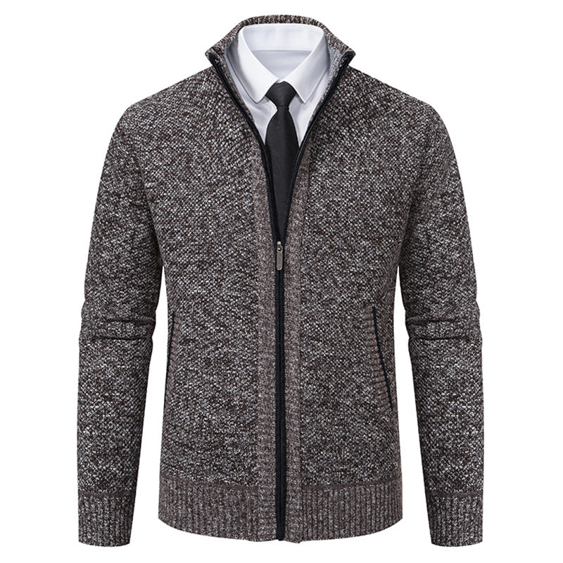 Herren Strickjacke Elegant Hochkragen Reißverschluss