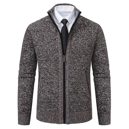 Herren Strickjacke Elegant Hochkragen Reißverschluss