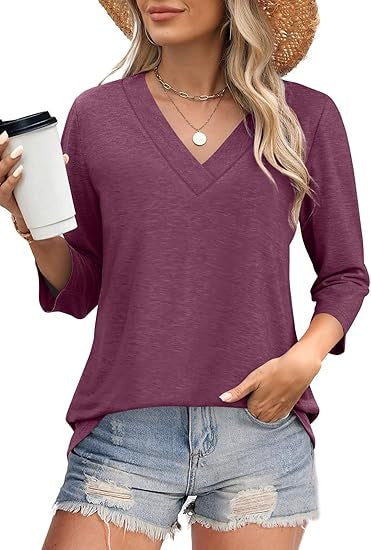 Damen Oberteil V-Ausschnitt Elegante Bluse