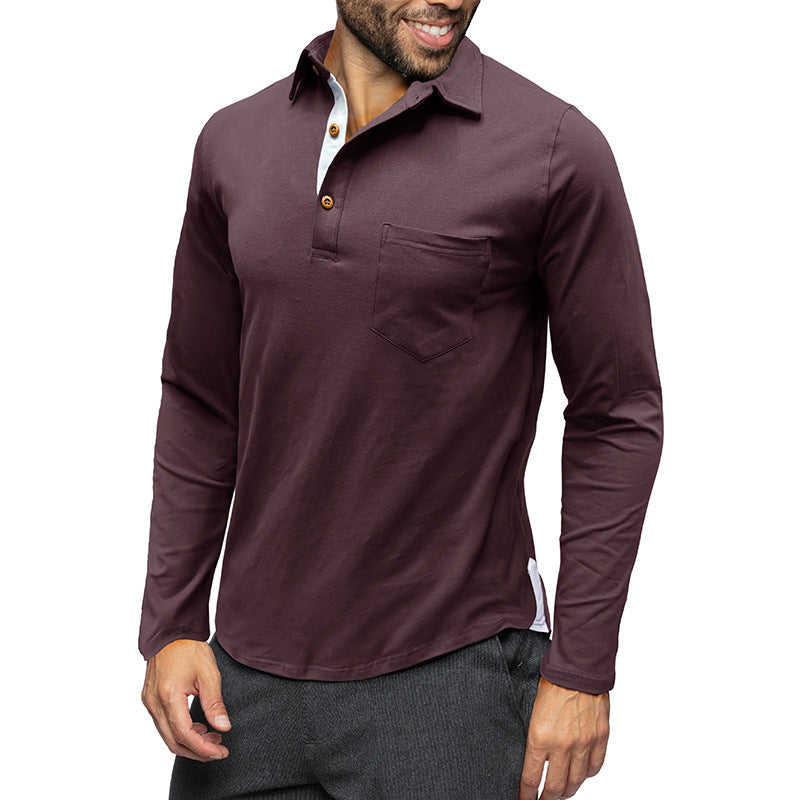Slim Fit Poloshirt Langarm Baumwolle Elegant