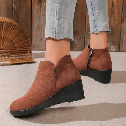Damen Wedge-Stiefel Weiches Wildleder Schuhe