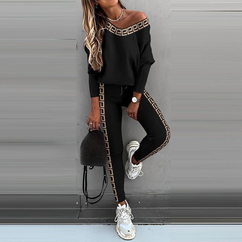 Damen Freizeit Outfit Glitzerndes Top Offene Schulter
